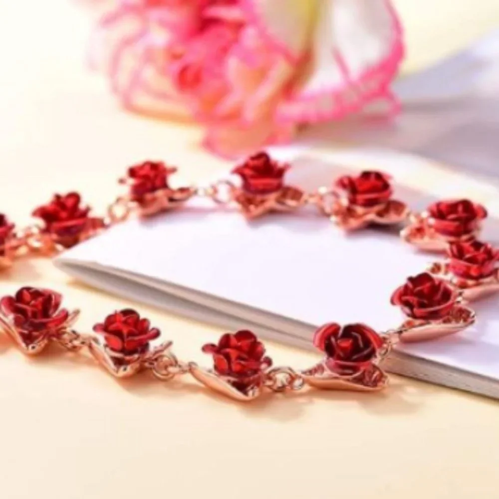 Rose Gold Rose Bracelet